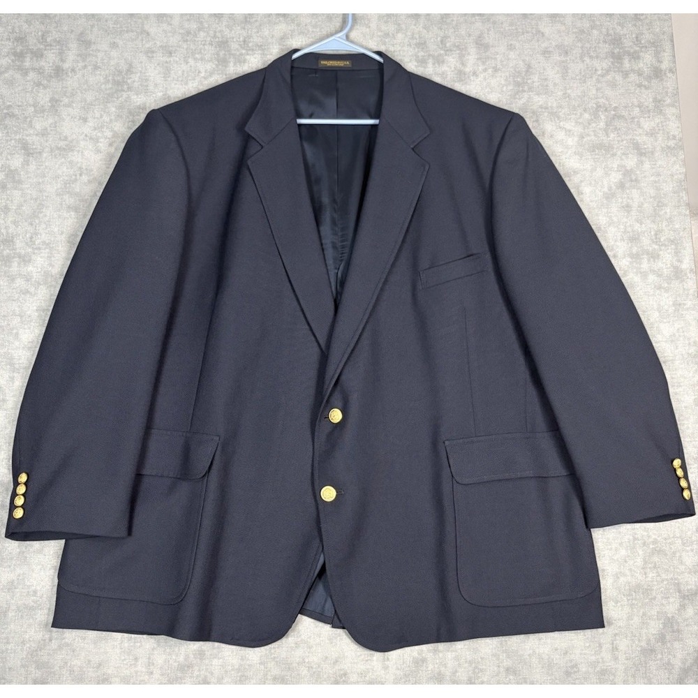 Vintage Washington Woolen Mills Navy Blue Blazer Gold Buttons USA 54R